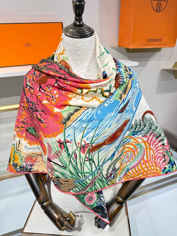 HM 2026 Rewilding Nature Scarf 140cm Cashmere Silk 217528