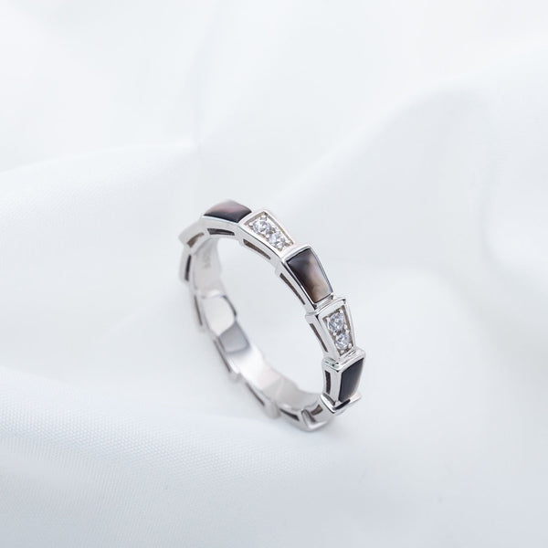 SERPENTI RING SILVER  DIAMOND BLACK MOP 3MM