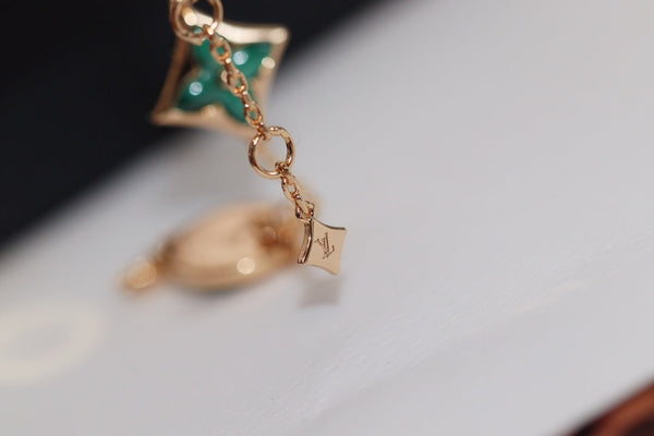 LV STAR AND SUN 4 MOTIF PINK GOLD MALACHITE BRACELET