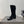 CC 25S Round Toe Mid-Heel Zippered High Boots in Black Cowhide and Suede  442489