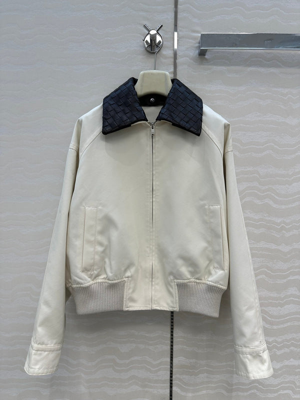 BV 25S Jacket Sheepskin Neck in White Cotton