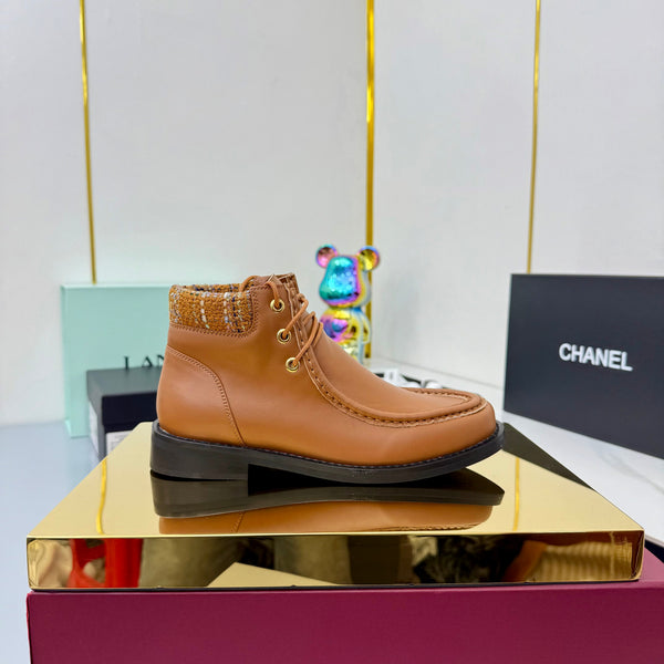 CC 25 Ankle Boots Brown Cowhide and Tweed 454714