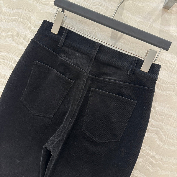 CE Flared Velvet Pants Black Cotton
