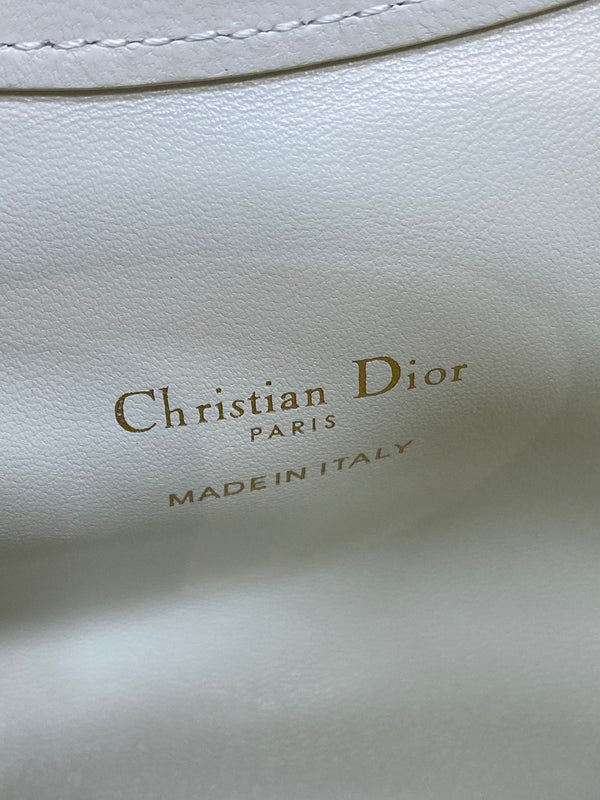 CD Jolie Top Handle Mini Chain Bag 19cm White Cowhide