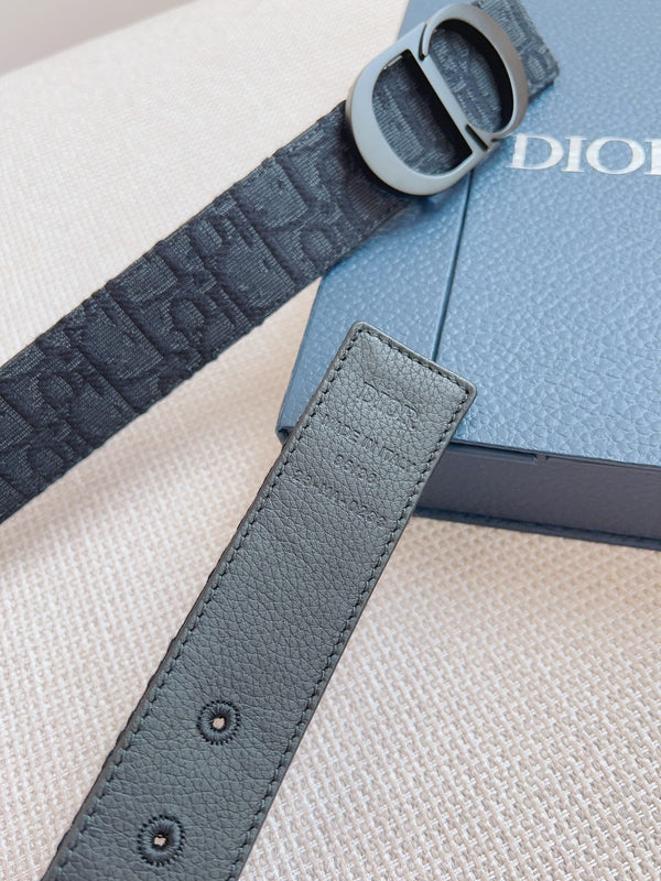 CD Belt 35mm Black Canvas Calfskin Black Buckle