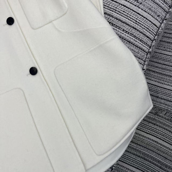 HM mid-length double-faced cashmere lapel white vest