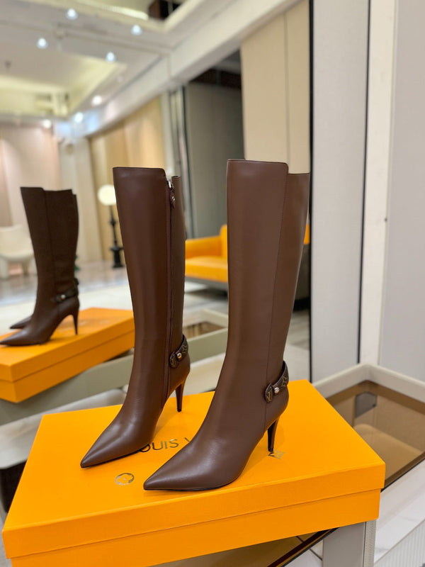 LV Legacy High Boot 90mm Chocolate Brown Calfskin 504737