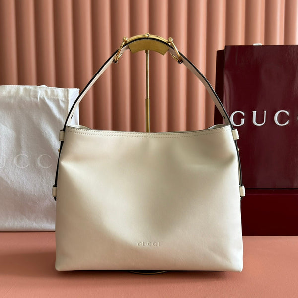 GG 25FW Beatrix Handbag 35cm White Calfskin GHW