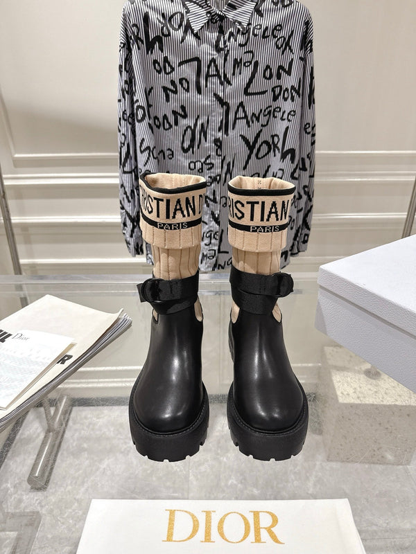 CD Short Stocking Riding Boots Nude Black Cowhide 565792