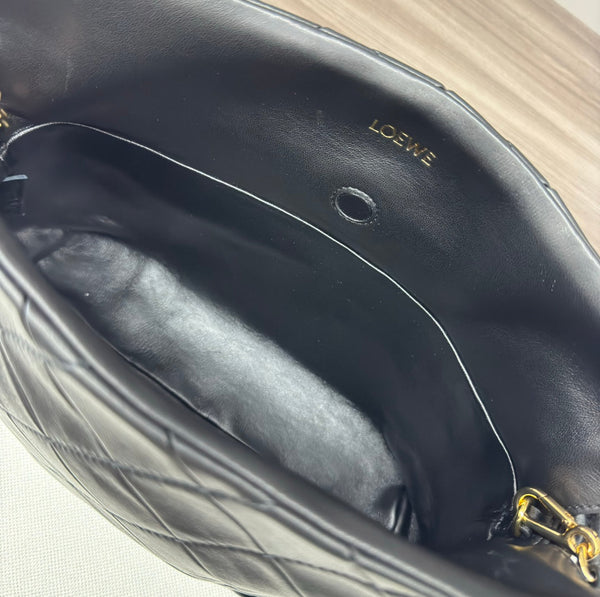 Loewe Flamenco Clutch Bag in Glossy Black Lambskin 274259