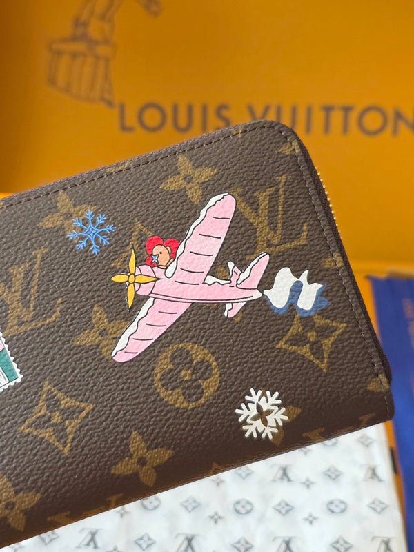 LV Christmas Collection Zippy Zipper Wallet Brown Monogram Canvas 274908