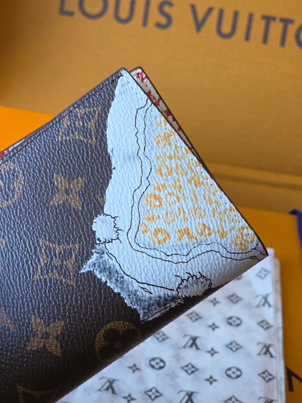 LV  New Cat Passport Holder Brown PVC Monogram Fabric paired with Cowhide 274996