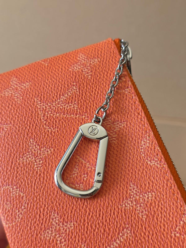 LV Key Pouch S Oragne PVC Fabric with Leather 275147