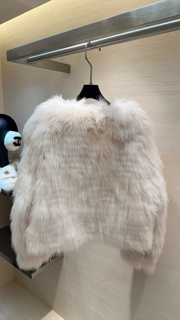 CELINE's 2025 New Fox Fur Baby Pink Coat 333411