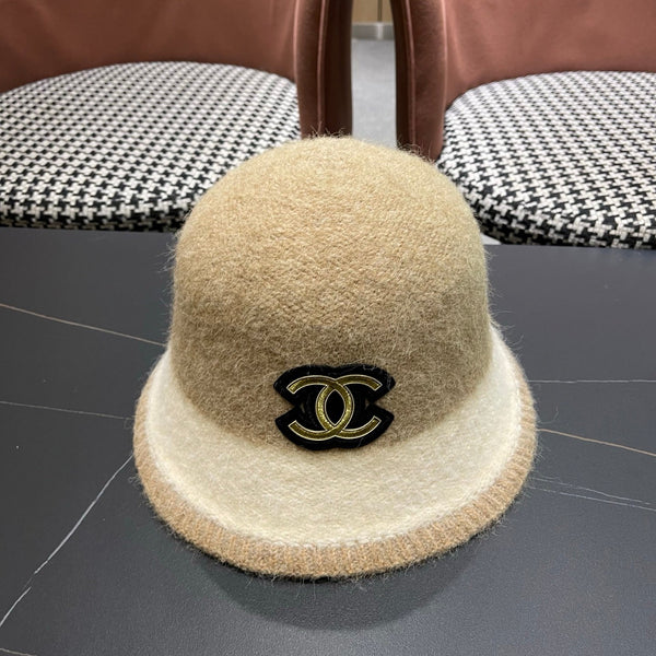 Chanel Women's Plush Bucket Beige mix Ivory Hat 980040