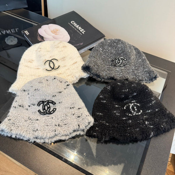 Chanel New Knitted Bucket Hat Black in Fibrous 980145