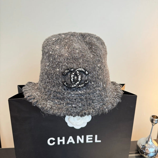 Chanel New Knitted Bucket Hat Gray in Fibrous 980144