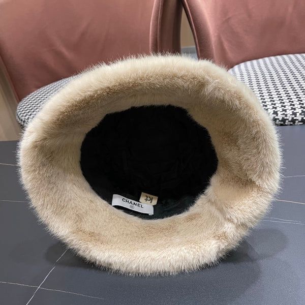 Chanel Korean Style Bucket Hat Brown Plush Fleece 979916