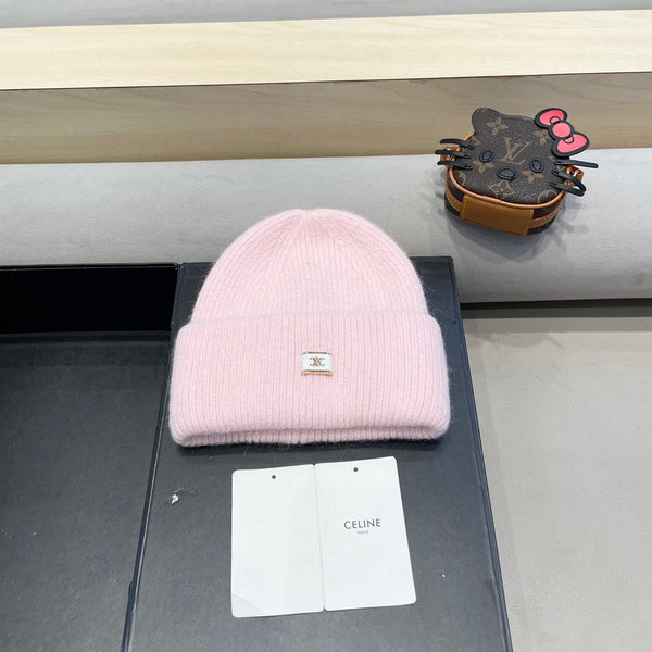 Celine Autumn/Winter New CE Knitted Hat Pink in Wool 980325