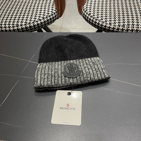 Moncler Korean Style Fleece-Lined Black White Knitted Beanie 980072