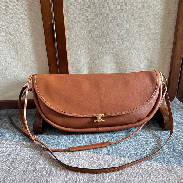 Celine Half Moon Brown Bag In Lambskin 276269