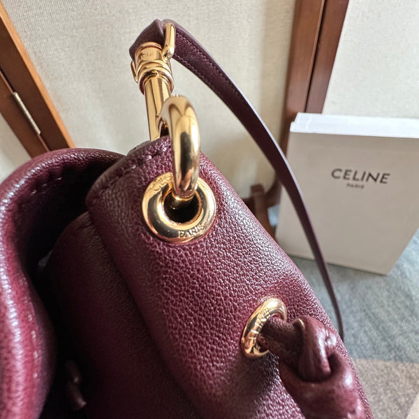 Celine Half Moon Burgundy Bag In Lambskin 276267