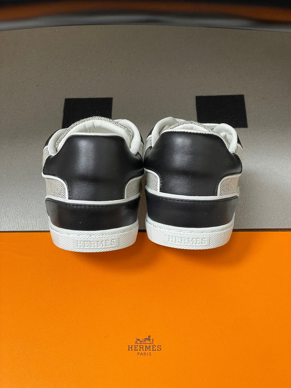 Hermes 26 Match Sneakers Black Gray in Calfskin 594336