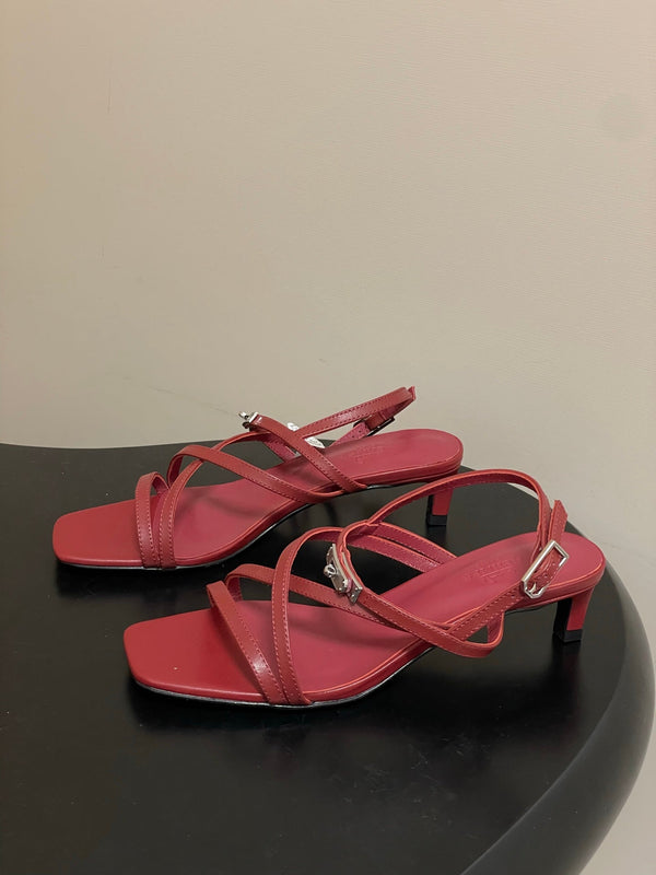 HM Muse Sandal 40 Burgundy in Calfskin 593819