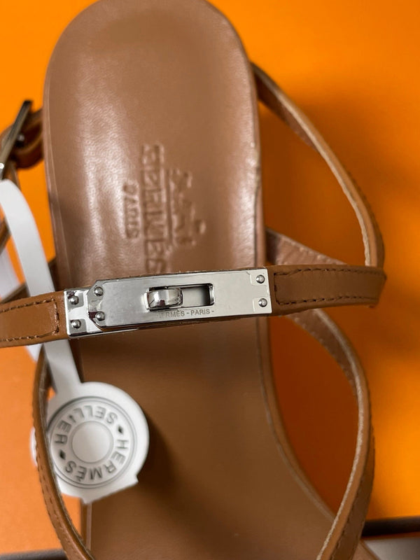HM Muse Sandal 70 Brown in Calfskin 593817