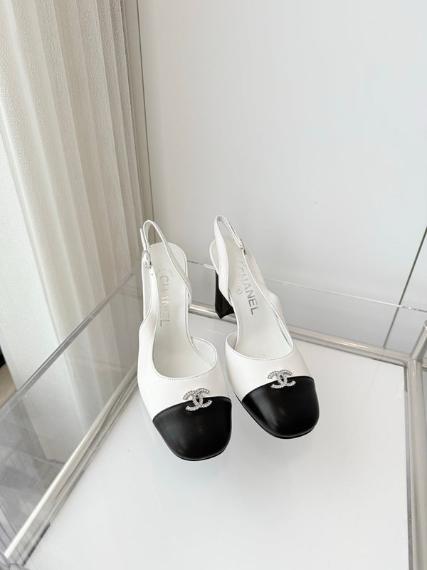 Chanel 26 High Heels Black White  90 in Lambskin 597387