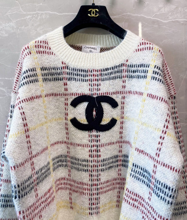 Chanel Beijing 25 Two-Tone Long-Sleeve Shirt White Colorful in Wool 99240