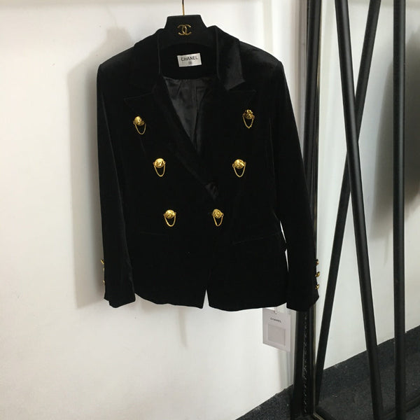 Chanel Long-Sleeve Velvet Blazer