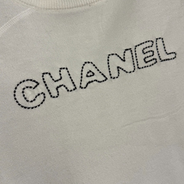 Chanel Long-Sleeved Knit T-Shirt with Embroidered Chanel Logo