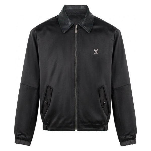 LV 1v Checkered Leather Collar Reversible Waist-cinching Jacket 494280