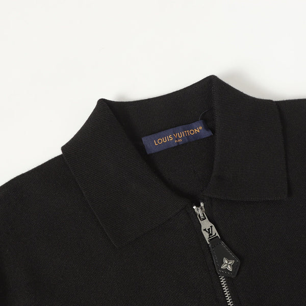LV Leather Knit Wool Zip-Up Jacket 494212