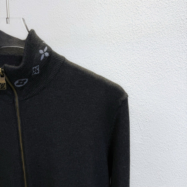 LV Jacquard Zipper Stand Collar Knit Sweater 493382