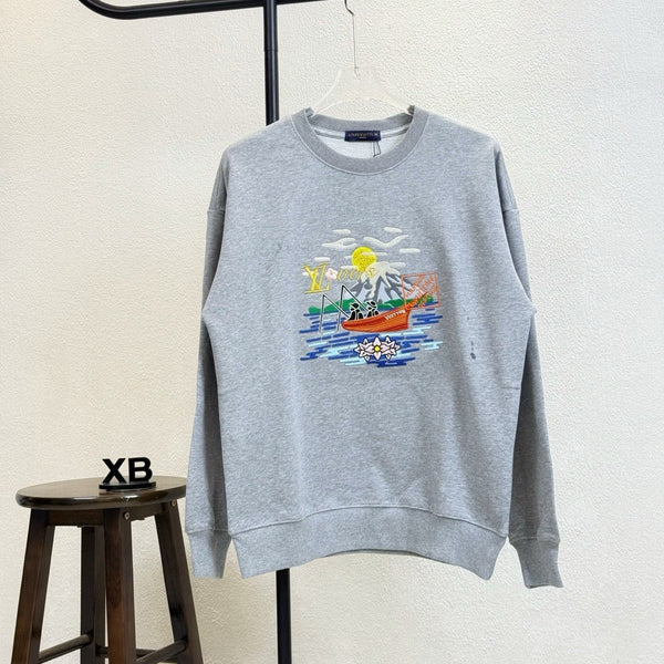 LV Fishing Embroidery Crew Neck Sweatshirt 493367