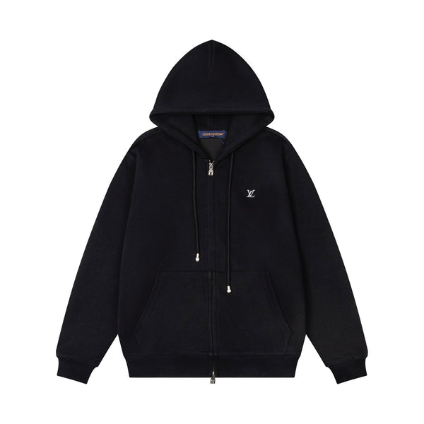 LV Alloy Logo Hooded Zip-Up Jacket 493326