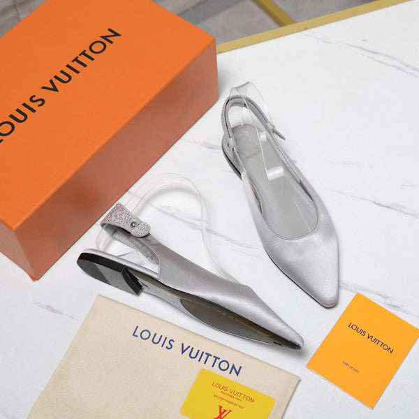 LV 26ss Legacy Slingback Flats Silver in Cowhide 600636