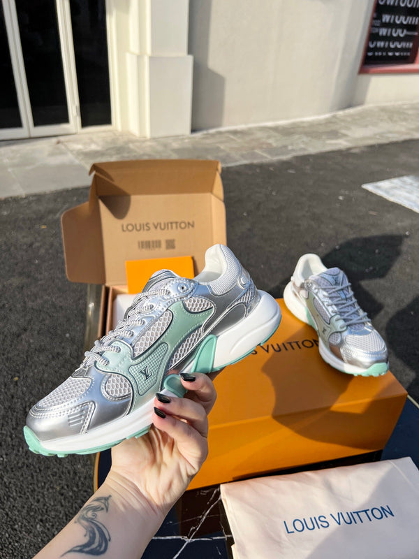 LV 26 Olympia Sneaker Green Silver Metallic in Fabric Mesh 600742