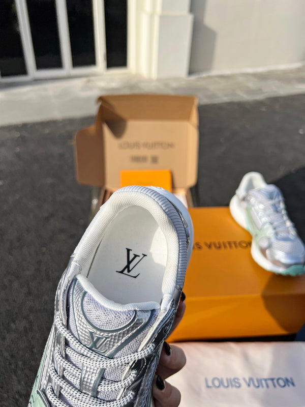 LV 26 Olympia Sneaker Green Silver Metallic in Fabric Mesh 600742