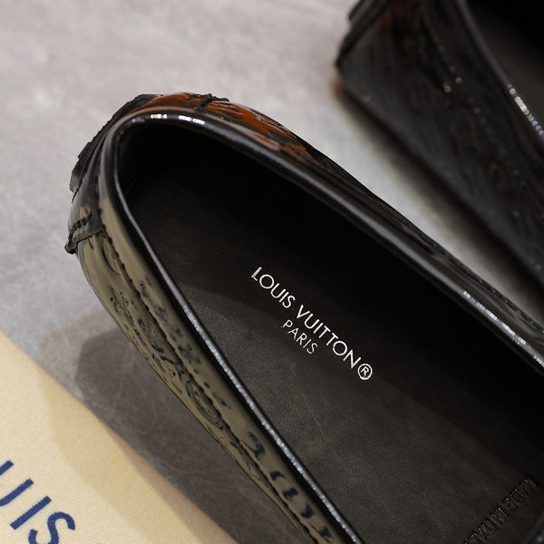 LV Gloria Loafer Black Cowhide Patent 600754