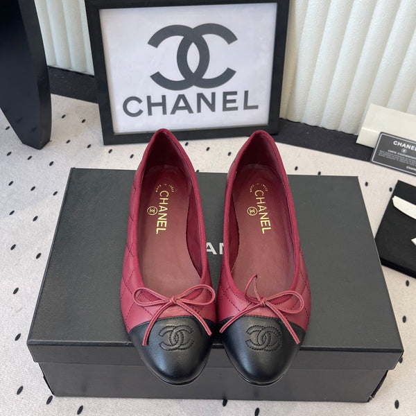 CC Ballet Flats Burgundy in Cowhide 611699