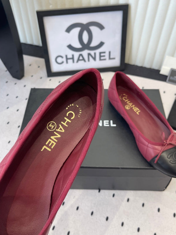 CC Ballet Flats Burgundy in Cowhide 611699
