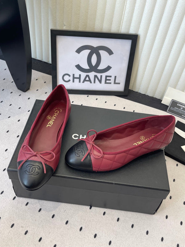 CC Ballet Flats Burgundy in Cowhide 611699