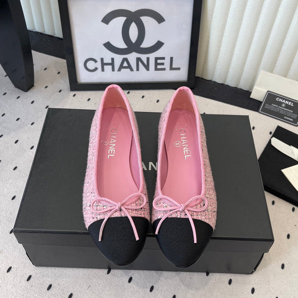 CC 25SS Classic Ballet Flat Pink Tweed Cowhide 611690