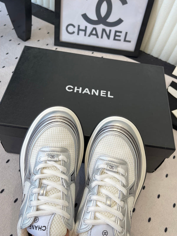CC Sneaker White Silver Metallic in Cowhide 611669