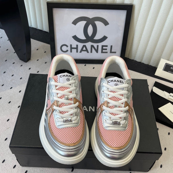 CC Sneaker Pink Silver Metallic in Cowhide 611668