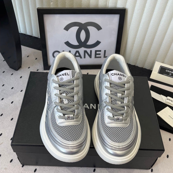 CC Sneaker Metallic Silver in Cowhide 611664