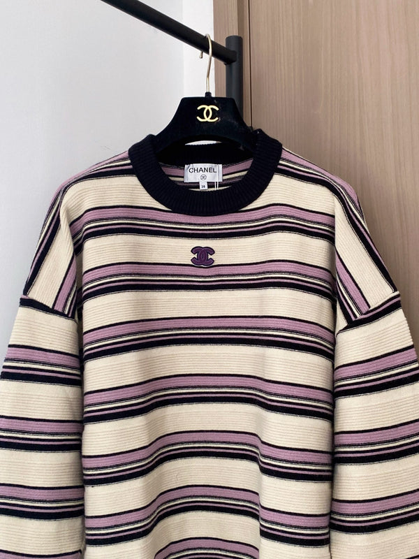 CHANEL TWO-TONE LONG-SLEEVE SHIRT PINK IVORY 89240